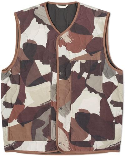 Norse Projects Peter Camo Nylon Insulated Vest - Brown