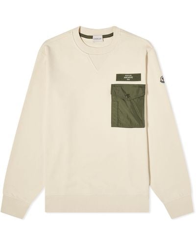 Moncler Long Sleeve Nylon Pocket T-Shirt - Natural