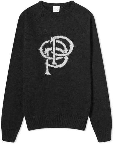 Pop Trading Co. Initials Knitted Crewneck - Black