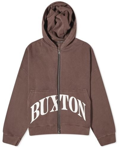 Cole Buxton Cropped Logo Zip Hoodie - Brown