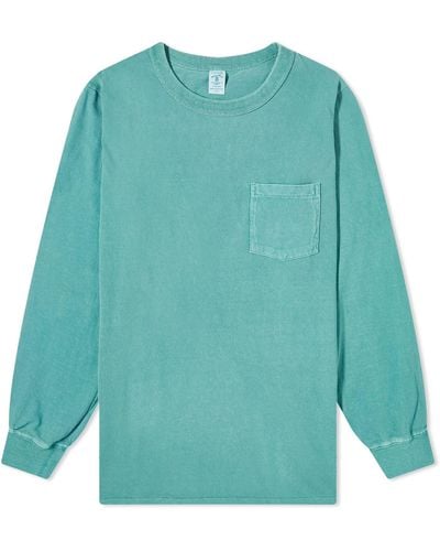 Velva Sheen Long Sleeve Pigment Dyed Pocket T-Shirt Foggy - Blue
