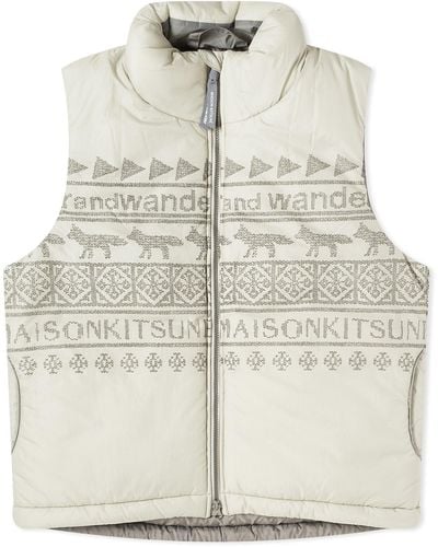 and wander X Maison Kitsuné Nordic Border Insulation Vest - Natural