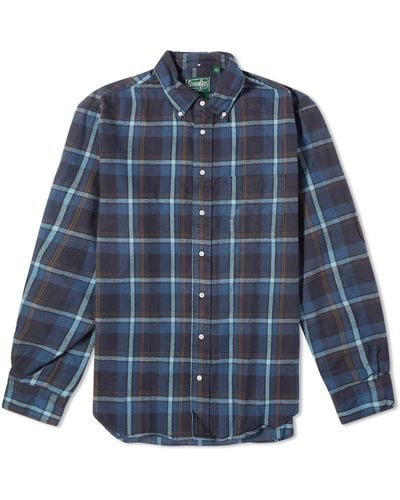 Gitman Vintage Button Down Shaggy Check Shirt - Blue