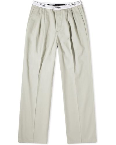 HOMMEGIRLS Pleated Elastic Waitband Pant - Gray