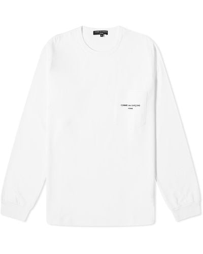 Comme des Garçons Long Sleeve Pocket Logo T-Shirt - White