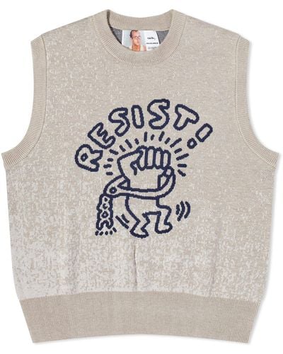 JUNGLES JUNGLES X Keith Haring Resist Knitted Vest - Metallic