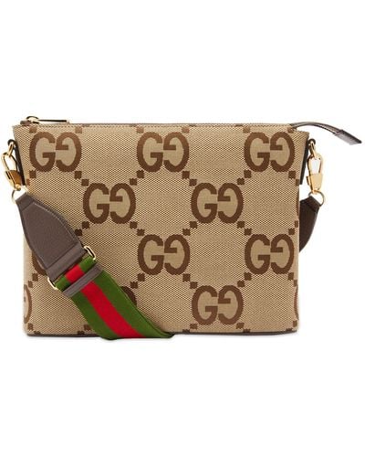 Gucci Tonal Jumbo Gg Small Messanger Bag - Natural