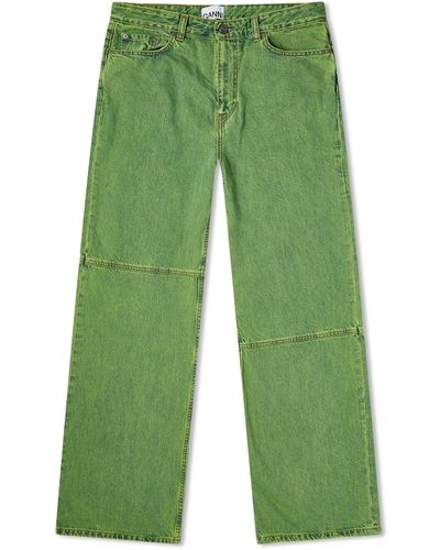 Ganni Overdyed Bleach Denim Magny Jeans - Green