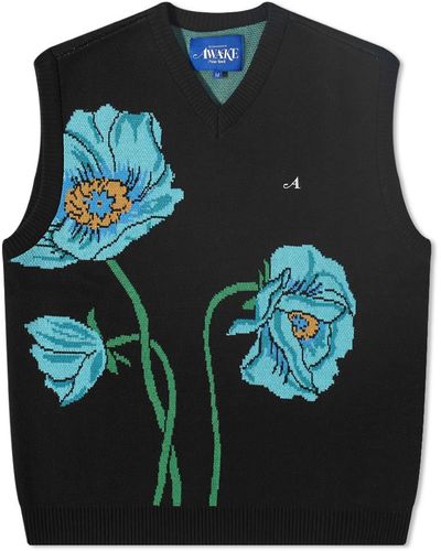 AWAKE NY Floral Knit Vest - Black
