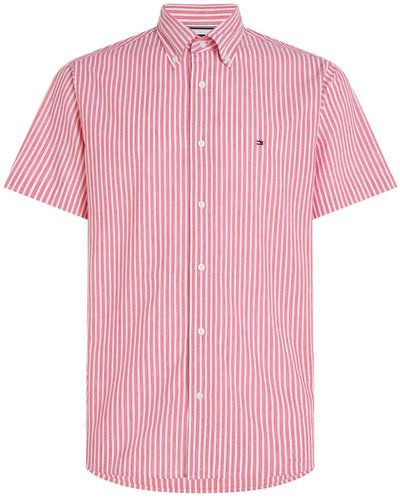 Tommy Hilfiger Hemd mit Leinen Regular Fit Kurzarm - Pink