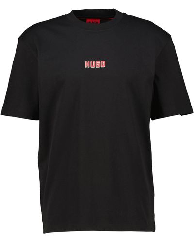 HUGO T-Shirt DIQUITEE Relaxed Fit Kurzarm - Schwarz