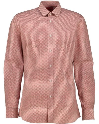 HUGO Hemd aus Baumwollpopeline ELISHA02 Extra Slim Fit Langarm - Pink