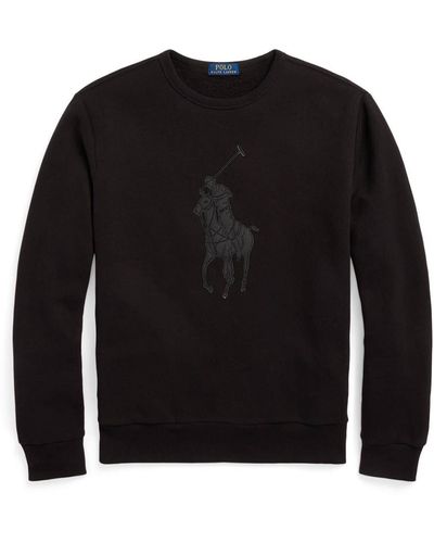 Polo Ralph Lauren Sweatshirt mit Leder-Applikation - Schwarz