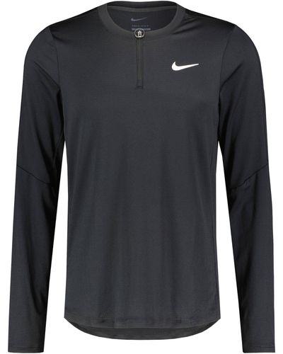 Nike Tennis-Shirt COURT DRI-FIT ADVANTAGE Slim Fit Langarm - Schwarz