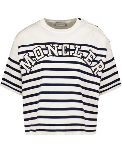 Moncler Pullover Kurzarm Oversized Fit - Weiß