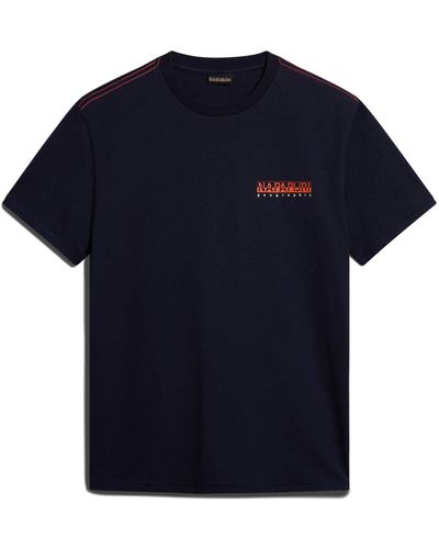 Napapijri T-Shirt aus Baumwolle S-GRAS Regular Fit kurzarm - Blau