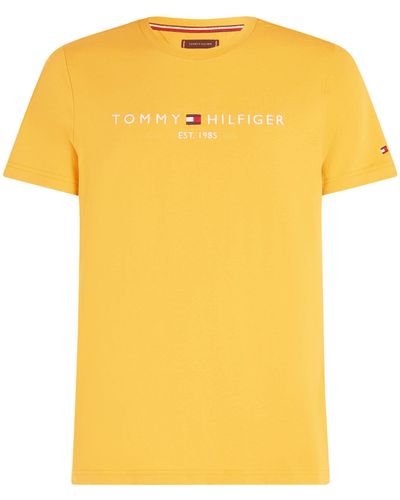 Tommy Hilfiger T-Shirt TOMMY LOGO TEE Slim Fit - Gelb