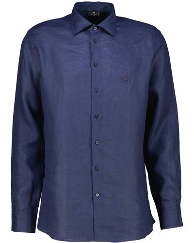 Etro Leinenhemd Regular Fit - Blau