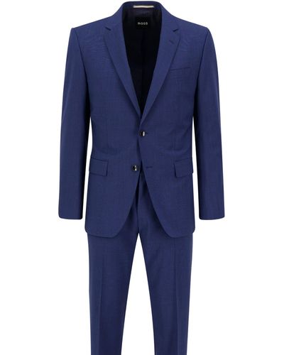 BOSS Anzug HUGE mit Schurwolle Slim Fit - Blau