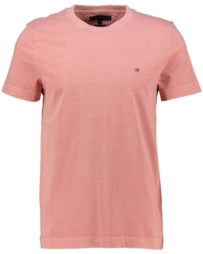 Tommy Hilfiger T-Shirt GARMENT DYE CHEST FLAG Slim Fit Kurzarm - Pink