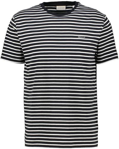GANT T-Shirt STRIPED aus Baumwolle Kurzarm - Schwarz