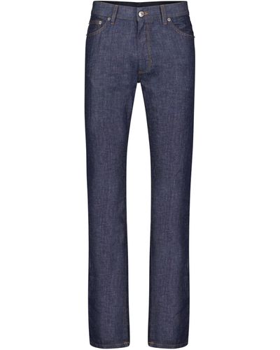 Zegna Jeans aus Baumwoll-Leinenmix LIGHT WEIGHT DENIM Slim Fit - Blau