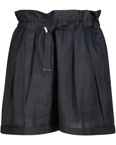BOSS Paperbag-Shorts TURRINA aus Ramie - Schwarz