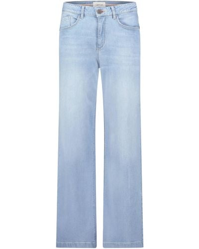 Cartoon High Waisted-Jeans mit Eingrifftaschen - Blau