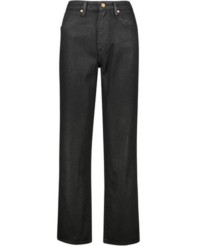 Wrangler Jeans BARREL COATED BLACK Mom Straight Fit - Schwarz