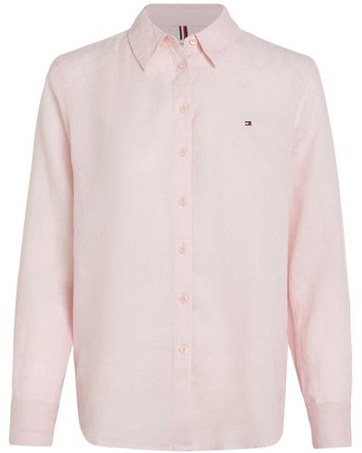 Tommy Hilfiger Leinenbluse Relaxed Fit - Pink