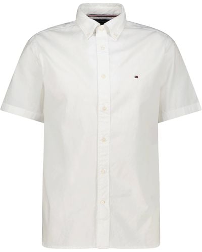 Tommy Hilfiger Hemd aus Baumwolle FLEX POPLIN Kurzarm Regular Fit - Weiß