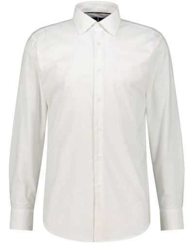 BOSS Jerseyhemd H-HANK-KENT-C1-222 Slim Fit Langarm - Weiß