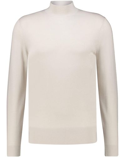 Calvin Klein Rollkragenpullover MERINO MOCK NECK SWEATER mit Markenlabel - Weiß