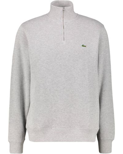 Lacoste Sweatshirt mit Troyerkragen - Grau