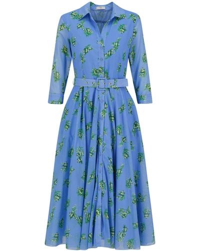 Riani Kleid mit Print und Gürtel - Blau