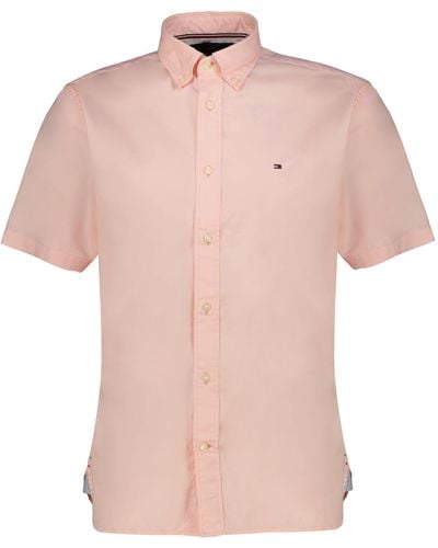 Tommy Hilfiger Hemd aus Baumwolle FLEX POPLIN Kurzarm Regular Fit - Pink