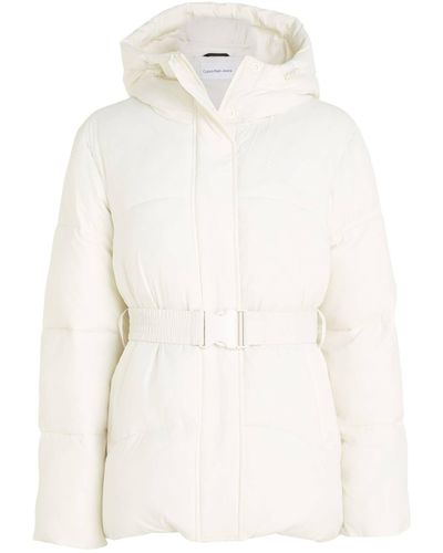 Calvin Klein Steppjacke LOGO BELT SHORT PUFFER - Weiß