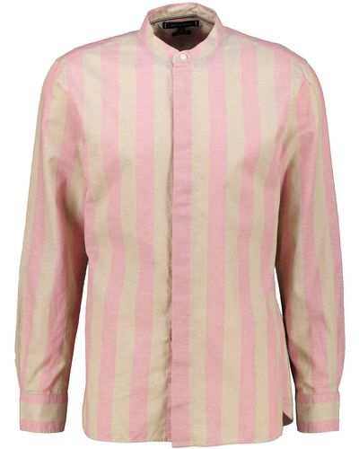 Tommy Hilfiger Hemd mit Leinen DC BOLD STRIPE Regular Fit Langarm - Pink