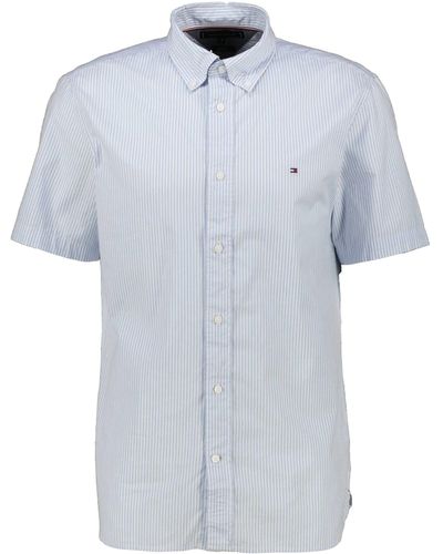 Tommy Hilfiger Hemd mit Bio-Baumwolle Regular Fit Kurzarm - Blau