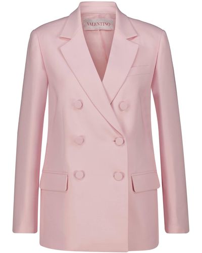 Valentino Blazer aus Schurwolle und Seide CREPE COUTURE - Pink
