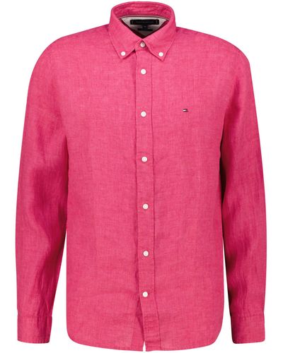 Tommy Hilfiger Leinenhemd PIGMENT DYE Regular Fit Langarm - Pink