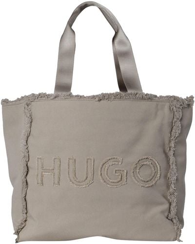 HUGO Shopper BECKY TOTE BAG mit Canvas-Haptik - Grau