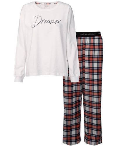Seidensticker Pyjama Schwarze Rose - Weiß