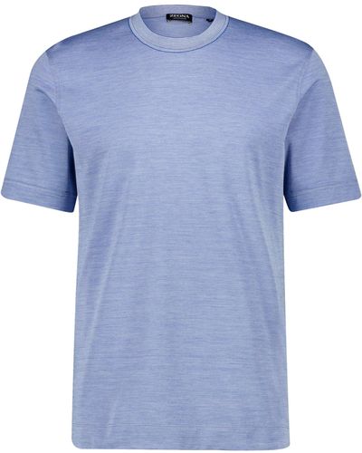 Zegna T-Shirt mit Seide LEGGERISSIMO - Blau