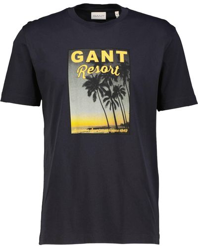 GANT T-Shirt WASHED GRAPHIC - Blau