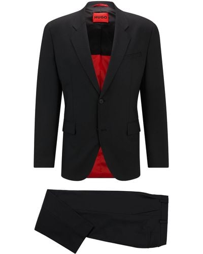 HUGO Anzug aus Performance-Stretch mit Schurwolle Modern Fit - Schwarz