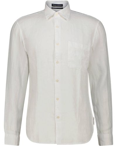 Marc O' Polo Leinenhemd Regular Fit Langarm - Weiß