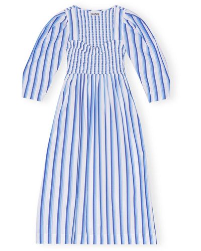 Ganni Kleid aus Bio-Baumwolle - Blau