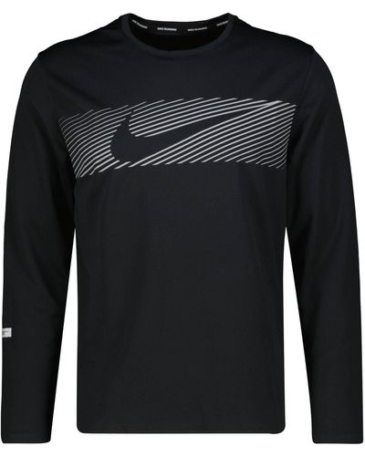 Nike Laufshirt DRI FIT UV MILER TOP LS FLASH - Schwarz