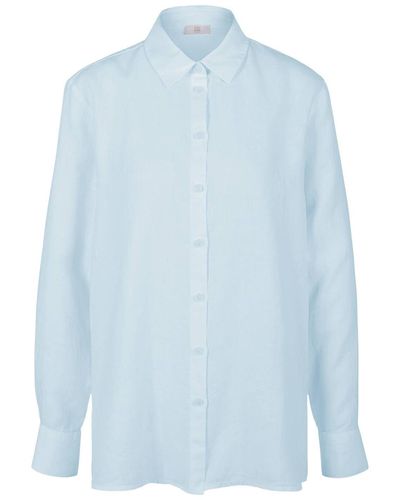 Riani Hemdbluse aus Garment Dyed Leinen - Blau